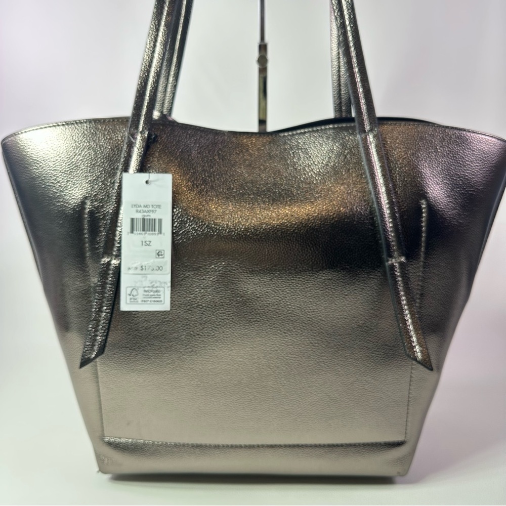 NEW DKNY WOMEN’S LYDA METALLIC EXTRA LARGE TOTE BAG - Picture 7 of 10